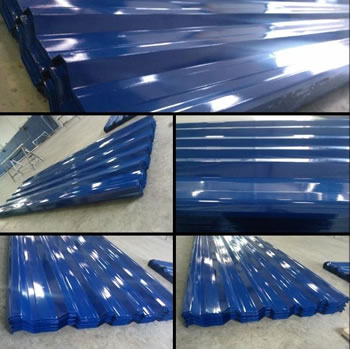 Telhas com pintura eletrostática azul